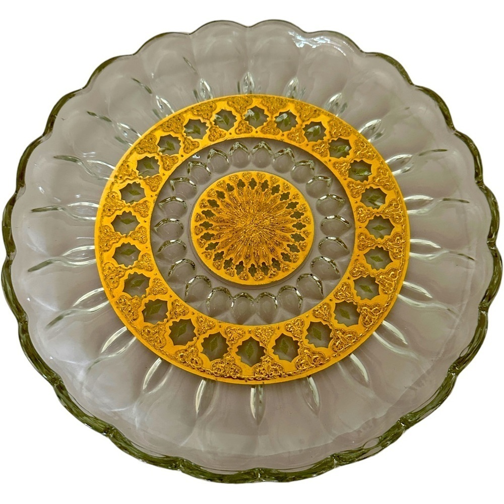 Culver Valencia Gold Accent 10” Glass Serving Plate